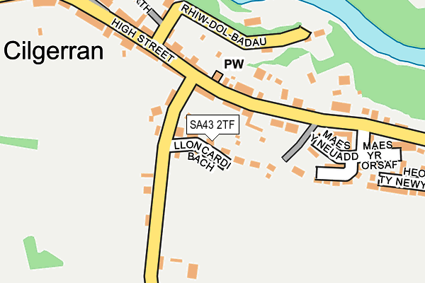 SA43 2TF map - OS OpenMap – Local (Ordnance Survey)