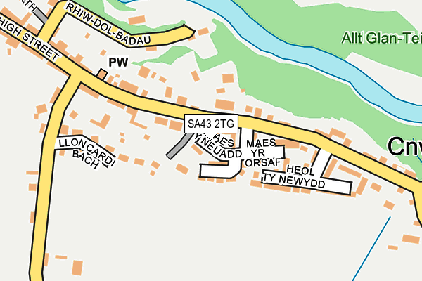 SA43 2TG map - OS OpenMap – Local (Ordnance Survey)