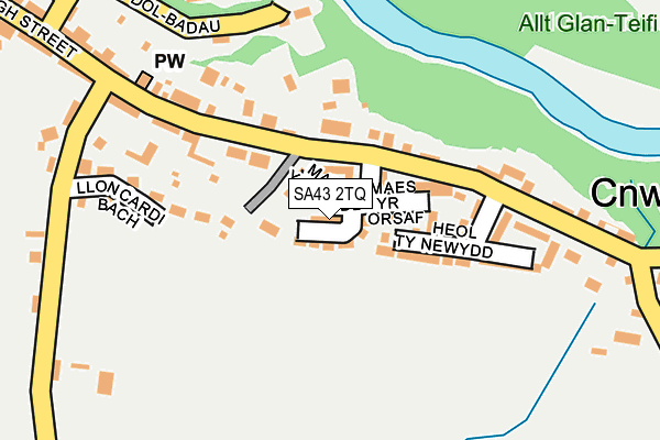SA43 2TQ map - OS OpenMap – Local (Ordnance Survey)