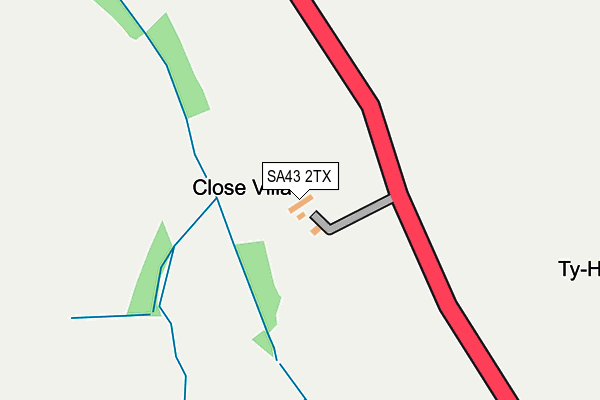 SA43 2TX map - OS OpenMap – Local (Ordnance Survey)