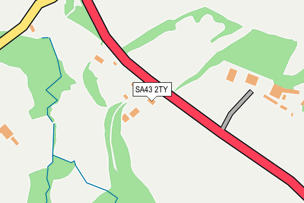 SA43 2TY map - OS OpenMap – Local (Ordnance Survey)