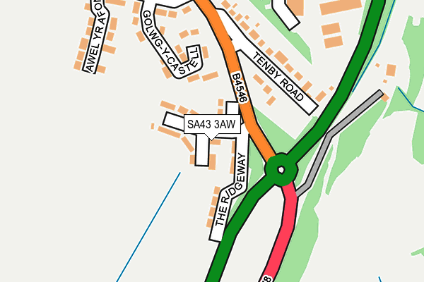 SA43 3AW map - OS OpenMap – Local (Ordnance Survey)