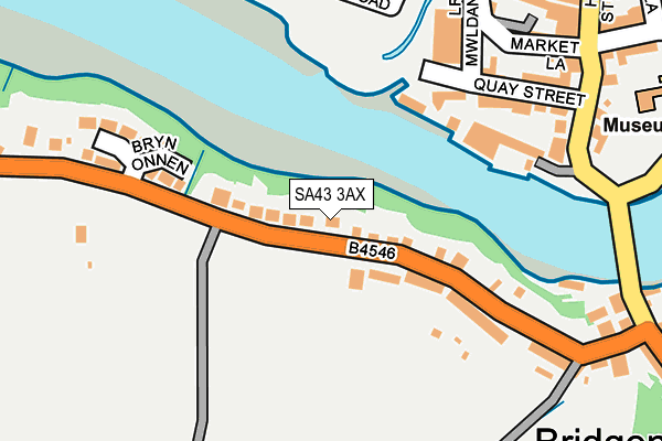 SA43 3AX map - OS OpenMap – Local (Ordnance Survey)