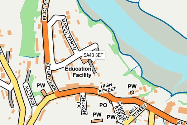 SA43 3ET map - OS OpenMap – Local (Ordnance Survey)