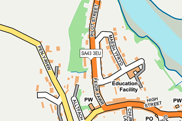 SA43 3EU map - OS OpenMap – Local (Ordnance Survey)