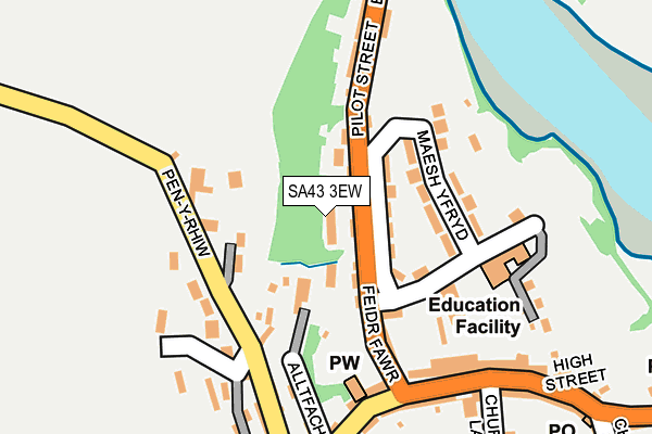 SA43 3EW map - OS OpenMap – Local (Ordnance Survey)