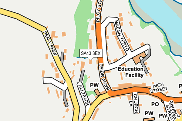 SA43 3EX map - OS OpenMap – Local (Ordnance Survey)