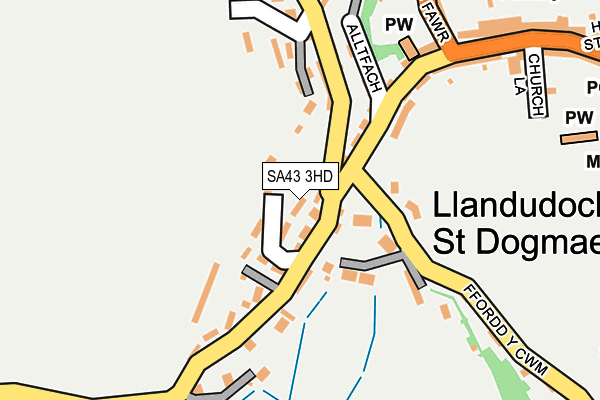 SA43 3HD map - OS OpenMap – Local (Ordnance Survey)