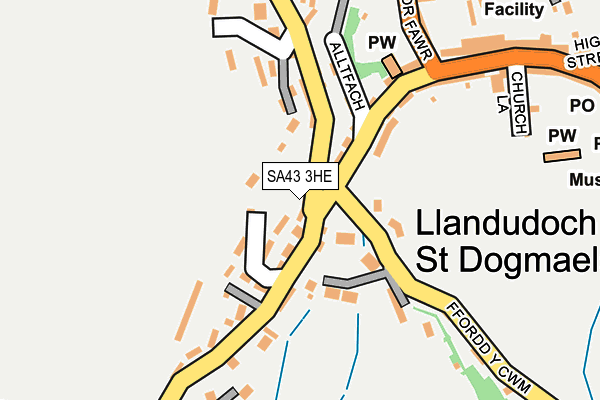 SA43 3HE map - OS OpenMap – Local (Ordnance Survey)