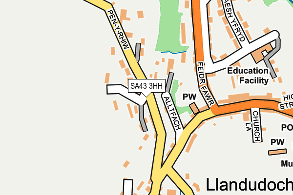 SA43 3HH map - OS OpenMap – Local (Ordnance Survey)