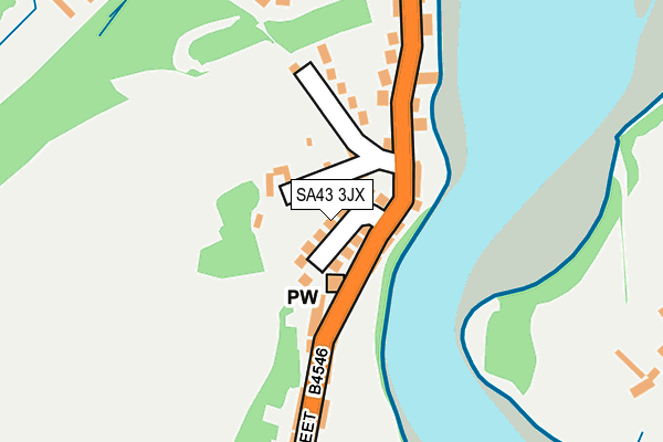 SA43 3JX map - OS OpenMap – Local (Ordnance Survey)