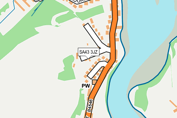 SA43 3JZ map - OS OpenMap – Local (Ordnance Survey)