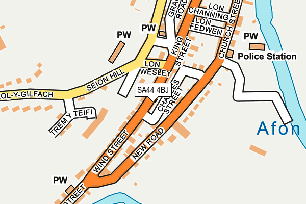 SA44 4BJ map - OS OpenMap – Local (Ordnance Survey)