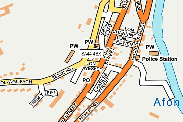SA44 4BX map - OS OpenMap – Local (Ordnance Survey)
