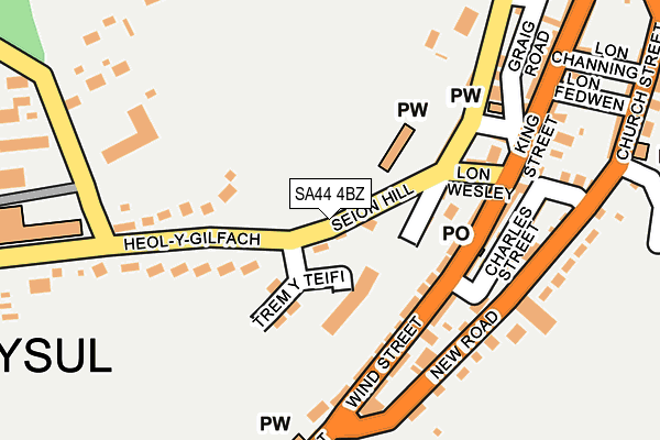 SA44 4BZ map - OS OpenMap – Local (Ordnance Survey)