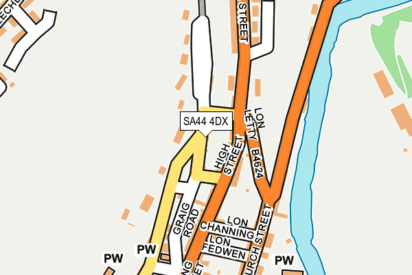 SA44 4DX map - OS OpenMap – Local (Ordnance Survey)
