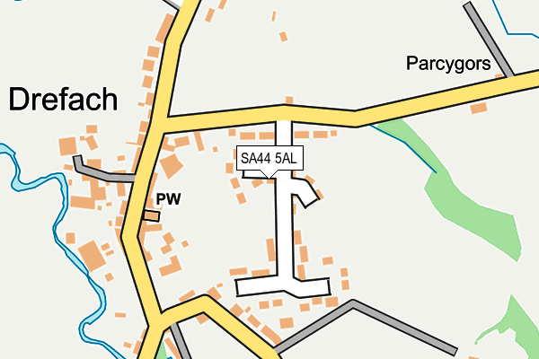 SA44 5AL map - OS OpenMap – Local (Ordnance Survey)