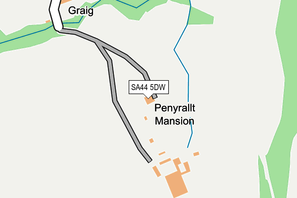 SA44 5DW map - OS OpenMap – Local (Ordnance Survey)