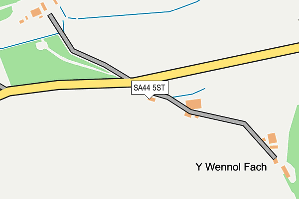 SA44 5ST map - OS OpenMap – Local (Ordnance Survey)