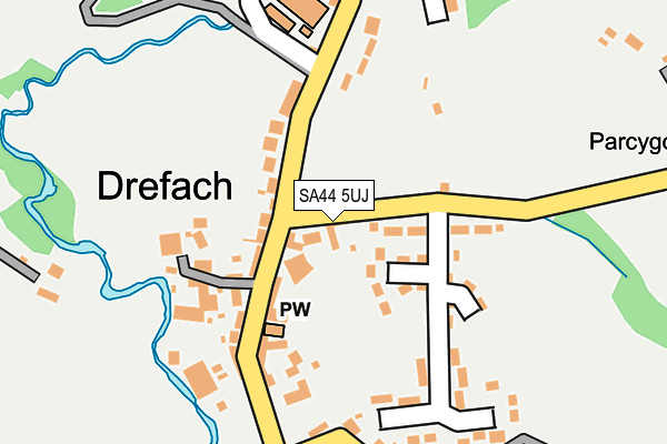 SA44 5UJ map - OS OpenMap – Local (Ordnance Survey)