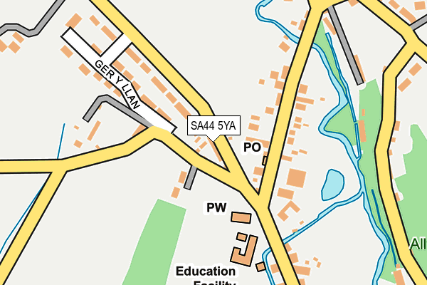 SA44 5YA map - OS OpenMap – Local (Ordnance Survey)