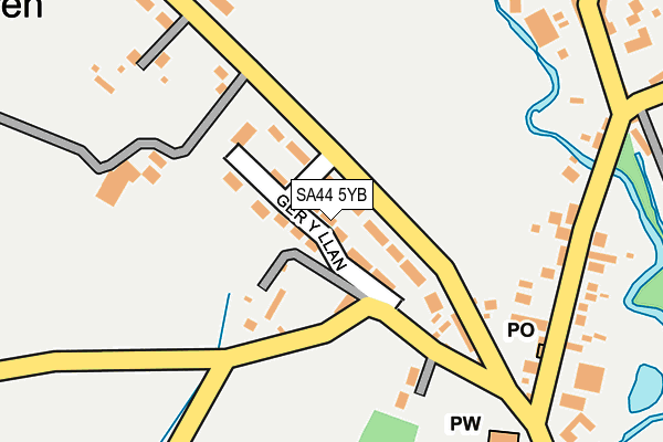 SA44 5YB map - OS OpenMap – Local (Ordnance Survey)