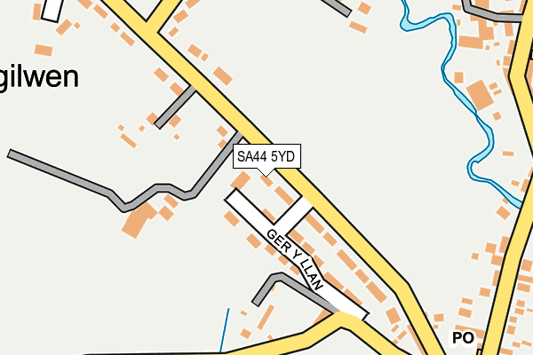 SA44 5YD map - OS OpenMap – Local (Ordnance Survey)