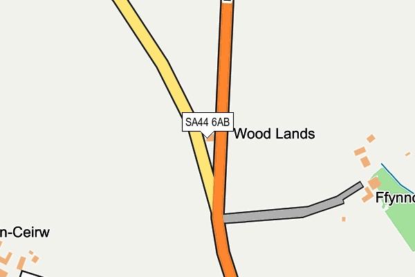 SA44 6AB map - OS OpenMap – Local (Ordnance Survey)
