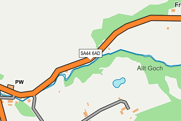 SA44 6AD map - OS OpenMap – Local (Ordnance Survey)