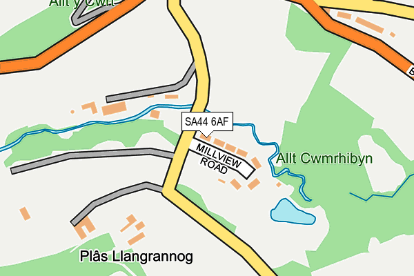 SA44 6AF map - OS OpenMap – Local (Ordnance Survey)