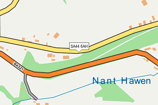 SA44 6AH map - OS OpenMap – Local (Ordnance Survey)