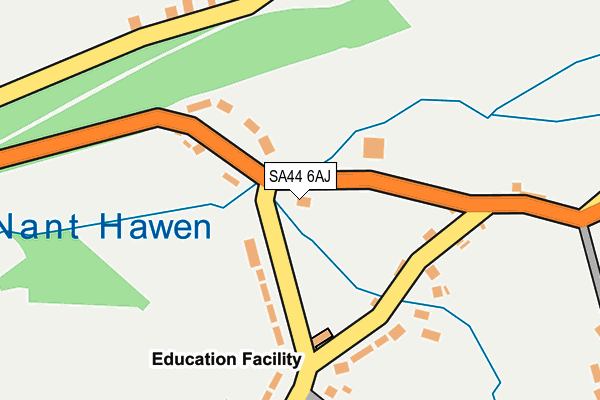 SA44 6AJ map - OS OpenMap – Local (Ordnance Survey)