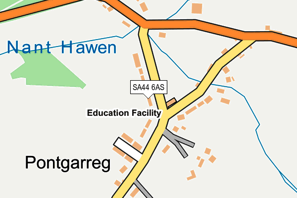 SA44 6AS map - OS OpenMap – Local (Ordnance Survey)