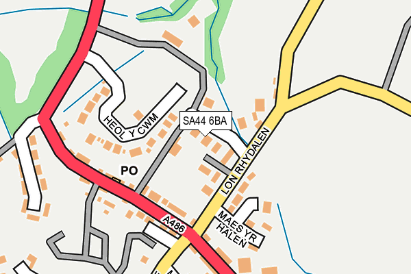 SA44 6BA map - OS OpenMap – Local (Ordnance Survey)