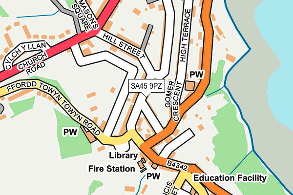 SA45 9PZ map - OS OpenMap – Local (Ordnance Survey)