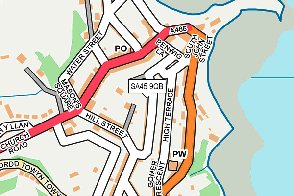 SA45 9QB map - OS OpenMap – Local (Ordnance Survey)