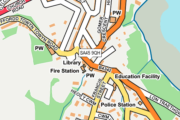 SA45 9QH map - OS OpenMap – Local (Ordnance Survey)