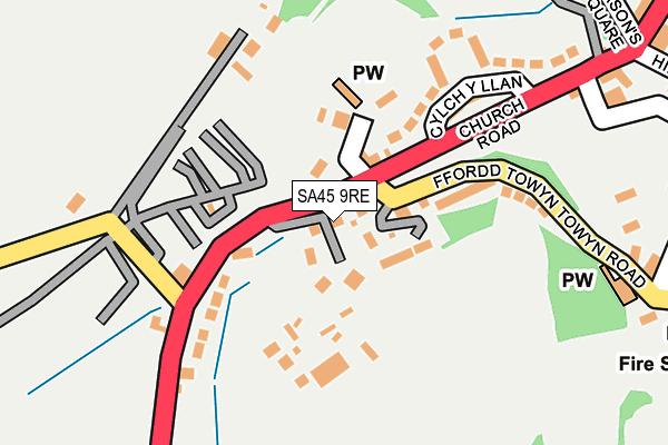 SA45 9RE map - OS OpenMap – Local (Ordnance Survey)