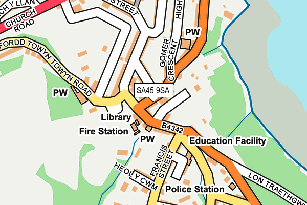 SA45 9SA map - OS OpenMap – Local (Ordnance Survey)