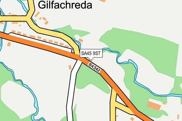 SA45 9ST map - OS OpenMap – Local (Ordnance Survey)