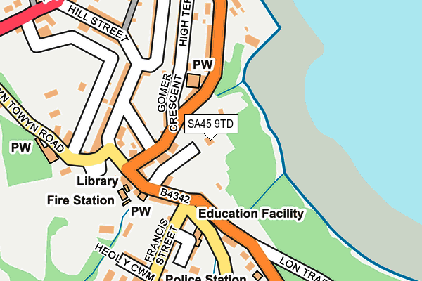 SA45 9TD map - OS OpenMap – Local (Ordnance Survey)