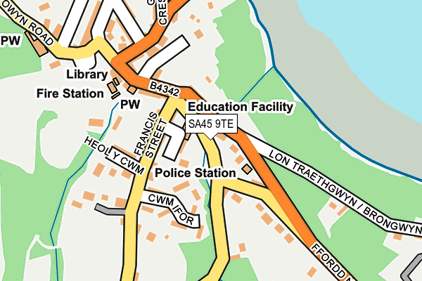 SA45 9TE map - OS OpenMap – Local (Ordnance Survey)