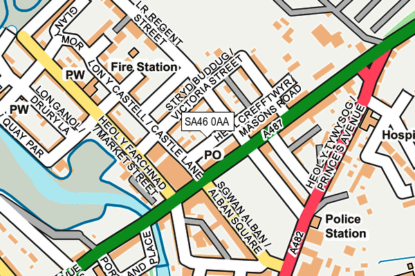 SA46 0AA map - OS OpenMap – Local (Ordnance Survey)