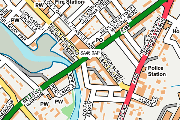 SA46 0AP map - OS OpenMap – Local (Ordnance Survey)