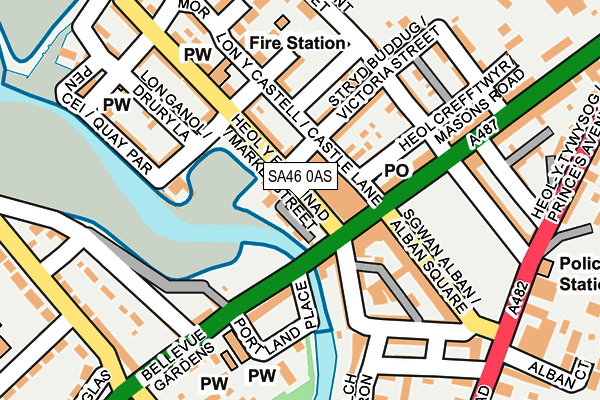 SA46 0AS map - OS OpenMap – Local (Ordnance Survey)