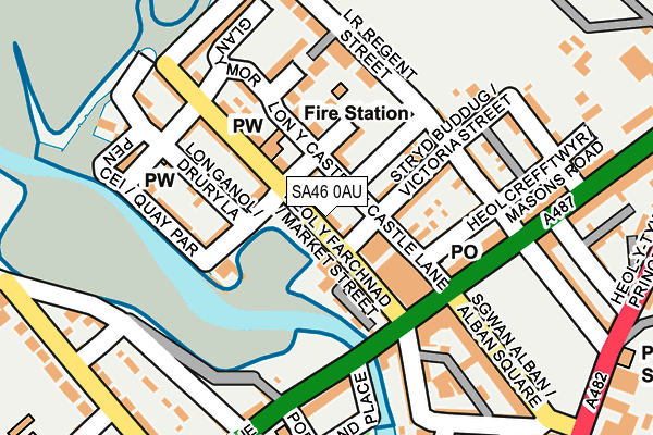 SA46 0AU map - OS OpenMap – Local (Ordnance Survey)