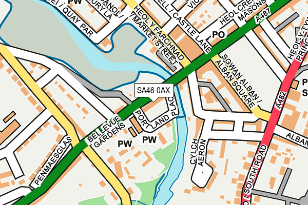 SA46 0AX map - OS OpenMap – Local (Ordnance Survey)
