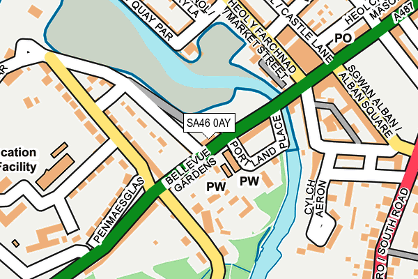 SA46 0AY map - OS OpenMap – Local (Ordnance Survey)