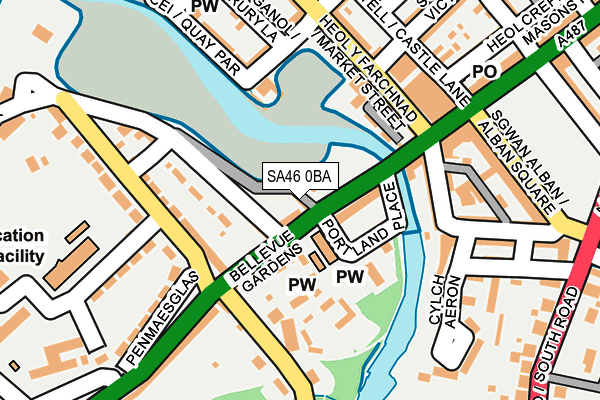 SA46 0BA map - OS OpenMap – Local (Ordnance Survey)