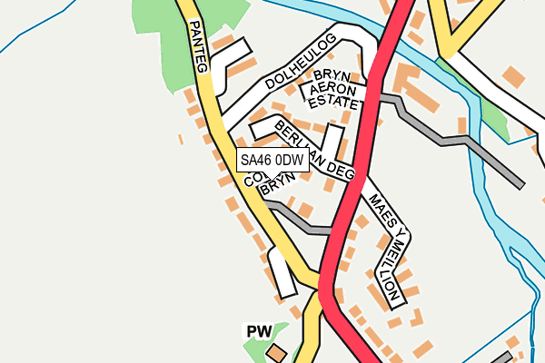 SA46 0DW map - OS OpenMap – Local (Ordnance Survey)